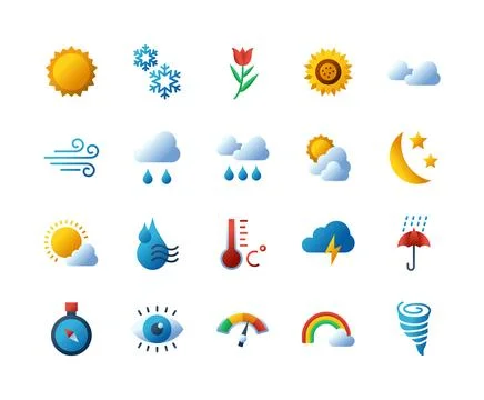 Icon pack of weather Stock Illustration