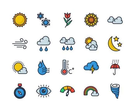 Icon pack of weather Stock Illustration