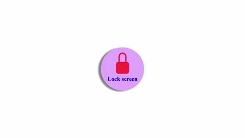 Icon of a padlock with text lock screen on a purple circle isolated on a wh.. Illustrazione stock