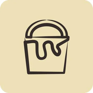 Icon Paint Bucket. suitable for building symbol. hand drawn style. simple d.. Ilustración de archivo