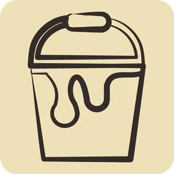 Icon Paint Bucket. suitable for Paint Art Tools symbol. hand drawn style. s.. Stock-Illustration