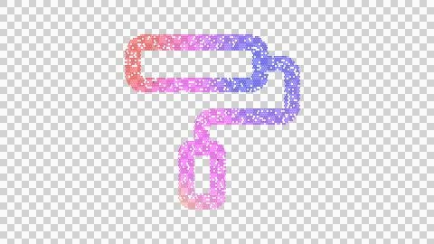 Icon paint roller is made up of LED square shapes. There are bright diodes and Stock Illustration