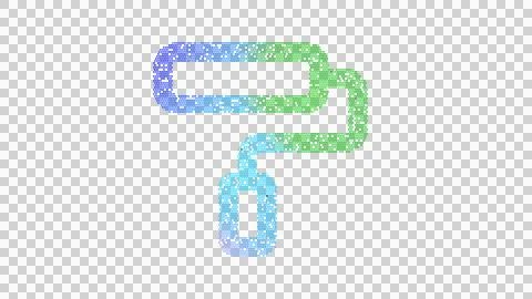 Icon paint roller is made up of LED square shapes. There are bright diodes and Stock Illustration