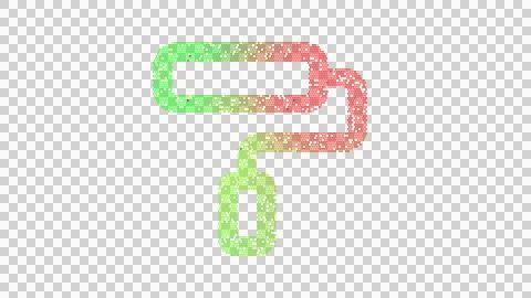 Icon paint roller is made up of LED square shapes. There are bright diodes and Stock Illustration