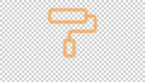 Icon paint roller is made of yellow grains of sand. Some grains of sand fall Ilustração Stock