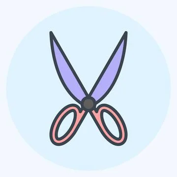 Icon Pair of Scissors 2. suitable for Tailor symbol. color mate style. simple Stock Illustration