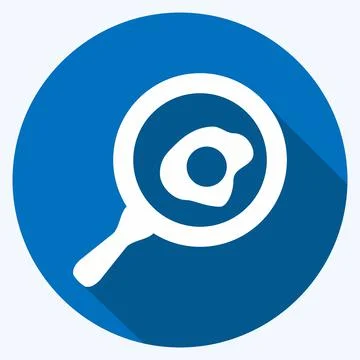 Icon Pan - Long Shadow Style - Simple illustration,Editable stroke Stock Illustration