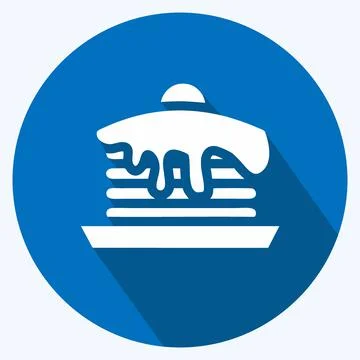 Icon Pancake. suitable for Bakery symbol. long shadow style. simple design ed Illustrazione stock