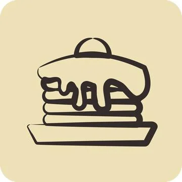 Icon Pancake. suitable for Bakery symbol. hand drawn style. simple design e.. Illustrazione stock