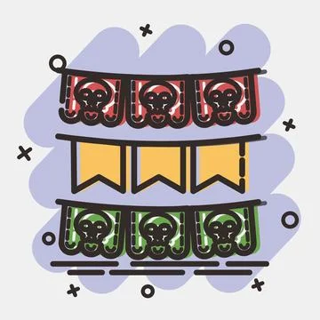Icon paper craft. Day of the dead celebration elements. Icons in comic styl.. Illustrazione stock