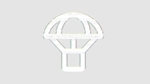 Icon parachute box is distorted. Glitch. Noise, chromatic aberration, geometric Stock Footage 303745767