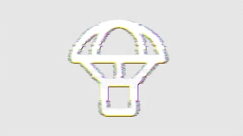 Icon parachute box is distorted. Glitch. Noise, chromatic aberration, geometric Stock Footage 303746095