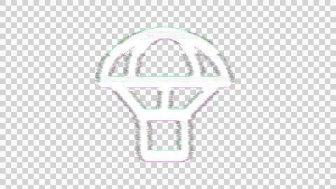 Icon parachute box is distorted. Glitch. Noise, chromatic aberration, geometric Illustrazione stock