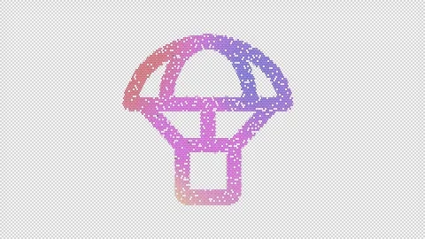 Icon parachute box is made up of LED square shapes that shimmer and flicker. Stock Footage 294792569