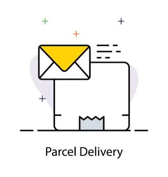 Icon of parcel delivery message isolated on white background Stock Illustration