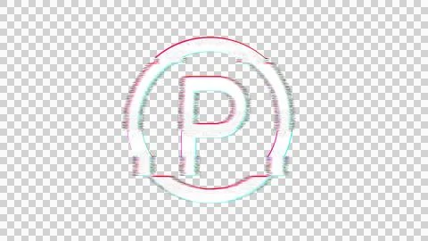 Icon parking circle is distorted. Glitch. Noise, chromatic aberration, geometric 스톡 일러스트