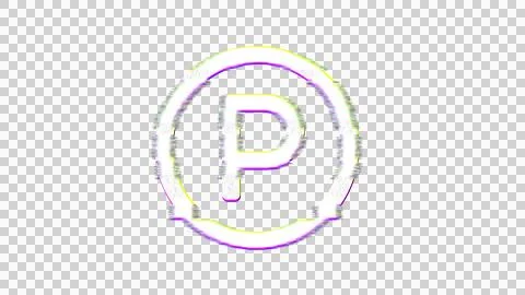 Icon parking circle is distorted. Glitch. Noise, chromatic aberration, geometric 스톡 일러스트