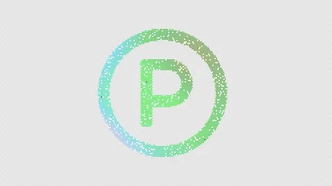 Icon parking circle is made up of LED square shapes that shimmer and flicker. Stock Footage 299209407