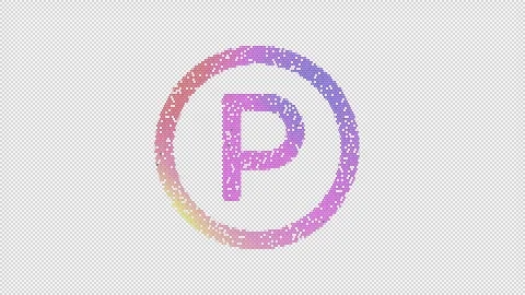 Icon parking circle is made up of LED square shapes that shimmer and flicker. Stock Footage 299213455