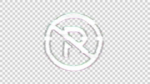 Icon parking circle slash is distorted. Glitch. Noise, chromatic aberration, Stock Illustration