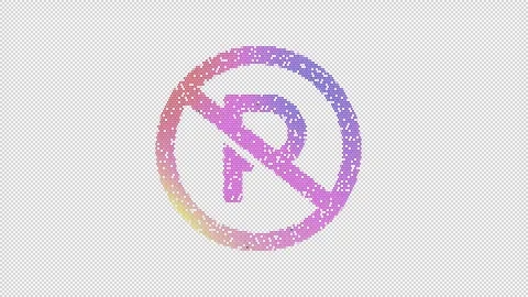 Icon parking circle slash is made up of LED square shapes that shimmer and Stock Footage 299213539