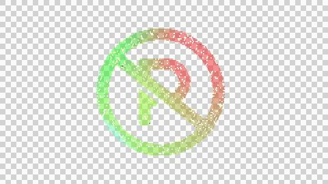 Icon parking circle slash is made up of LED square shapes. There are bright Stock Illustration
