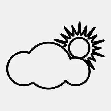 Icon partly cloudy. Weather elements symbol. Icons in line style. Good for .. イラスト素材