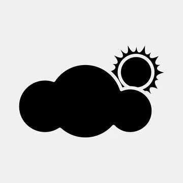 Icon partly cloudy. Weather elements symbol. Icons in glyph style. Good for.. イラスト素材