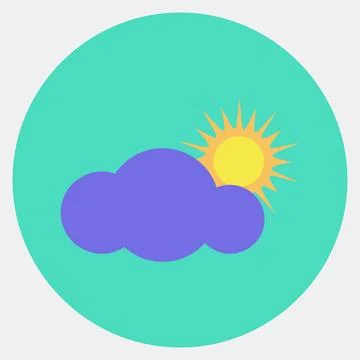 Icon partly cloudy. Weather elements symbol. Icons in color mate style. Goo.. イラスト素材