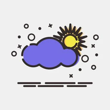 Icon partly cloudy. Weather elements symbol. Icons in MBE style. Good for p.. Stock-Illustration