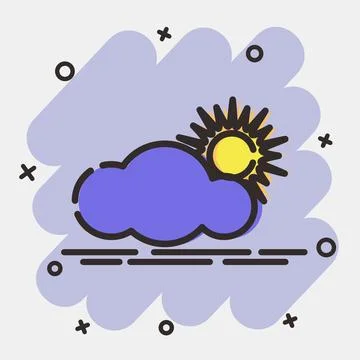 Icon partly cloudy. Weather elements symbol. Icons in comic style. Good for.. Stock-Illustration