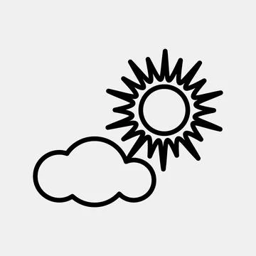 Icon partly sunny. Weather elements symbol. Icons in line style. Good for p.. Illustrazione stock