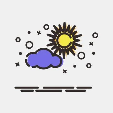 Icon partly sunny. Weather elements symbol. Icons in MBE style. Good for pr.. Stock-Illustration