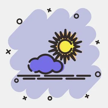 Icon partly sunny. Weather elements symbol. Icons in comic style. Good for .. Stock-Illustration