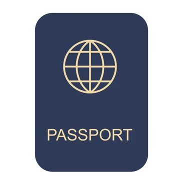 Icon passport, vector cover identification id, page card citizenship blue Stock Illustration