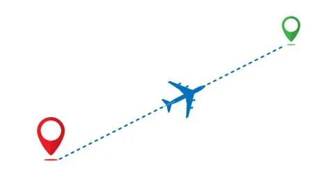 Icon path of the aircraft from one point to another Stock Illustration