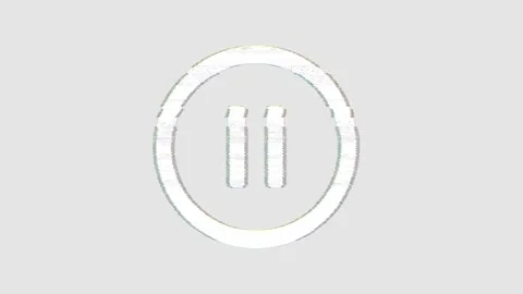 Icon pause circle is distorted. Glitch. Noise, chromatic aberration, geometric Stock Footage 303745676