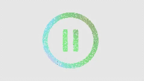 Icon pause circle is made up of LED square shapes that shimmer and flicker. Stock Footage 294790068