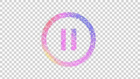 Icon pause circle is made up of LED square shapes. There are bright diodes and Illustrazione stock