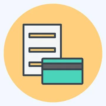 Icon Pay via Card. suitable for digital web symbol. color mate style. simple  Stock Illustration