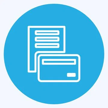 Icon Pay via Card. suitable for Education symbol. blue eyes style. simple des Stock Illustration