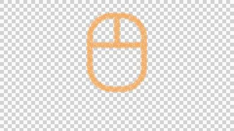 Icon pc mouse is made of yellow grains of sand. Some grains of sand fall down. Stock-Illustration