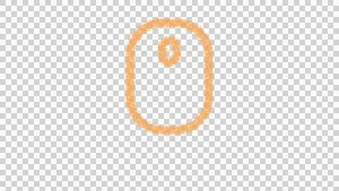 Icon pc mouse is made of yellow grains of sand. Some grains of sand fall down. Stock-Illustration