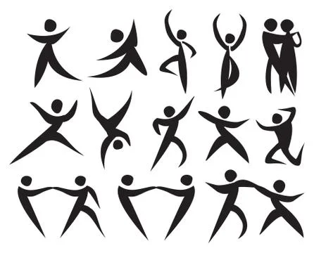 Icon of people dancing in different styles. Stock Illustration