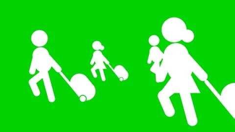 ICON PEOPLE WITH WHEEL SUITCASE. Video stock 111483005