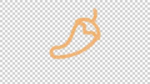 Icon pepper hot is made of yellow grains of sand. Some grains of sand fall down. Stock Illustration