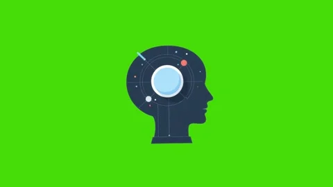 Icon of a person with a working brain on a green background Stock Footage 288709835