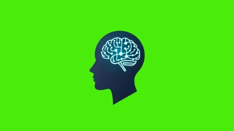 Icon of a person with a working brain on a green background Stock Footage 288709916