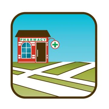 Icon of pharmacy with street map Stock Illustration