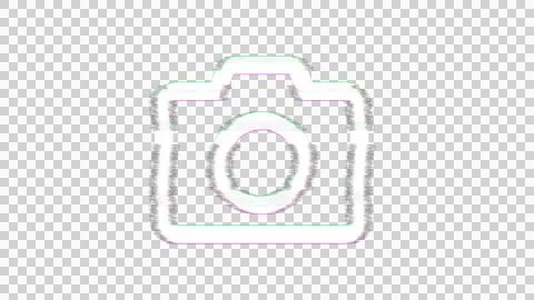 Icon photo camera is distorted. Glitch. Noise, chromatic aberration, geometric Stock Illustration